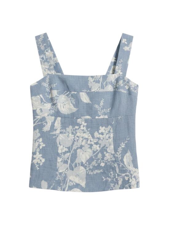 Reformation Tops - Reformation Floral Blue Darci Tank Top Size 2